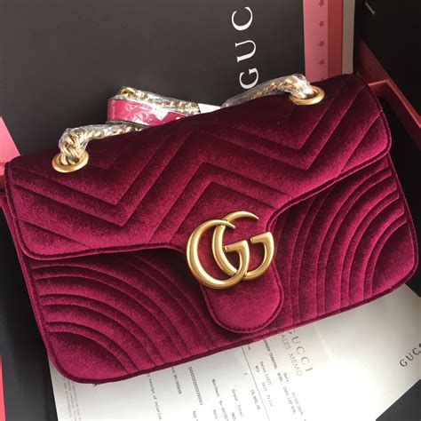 red velvet gucci bag large|Gucci marmont red velvet.